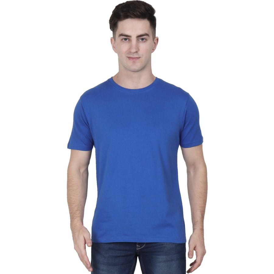 Men's Royal Blue Half Sleeve Round Neck Plain T-Shirt