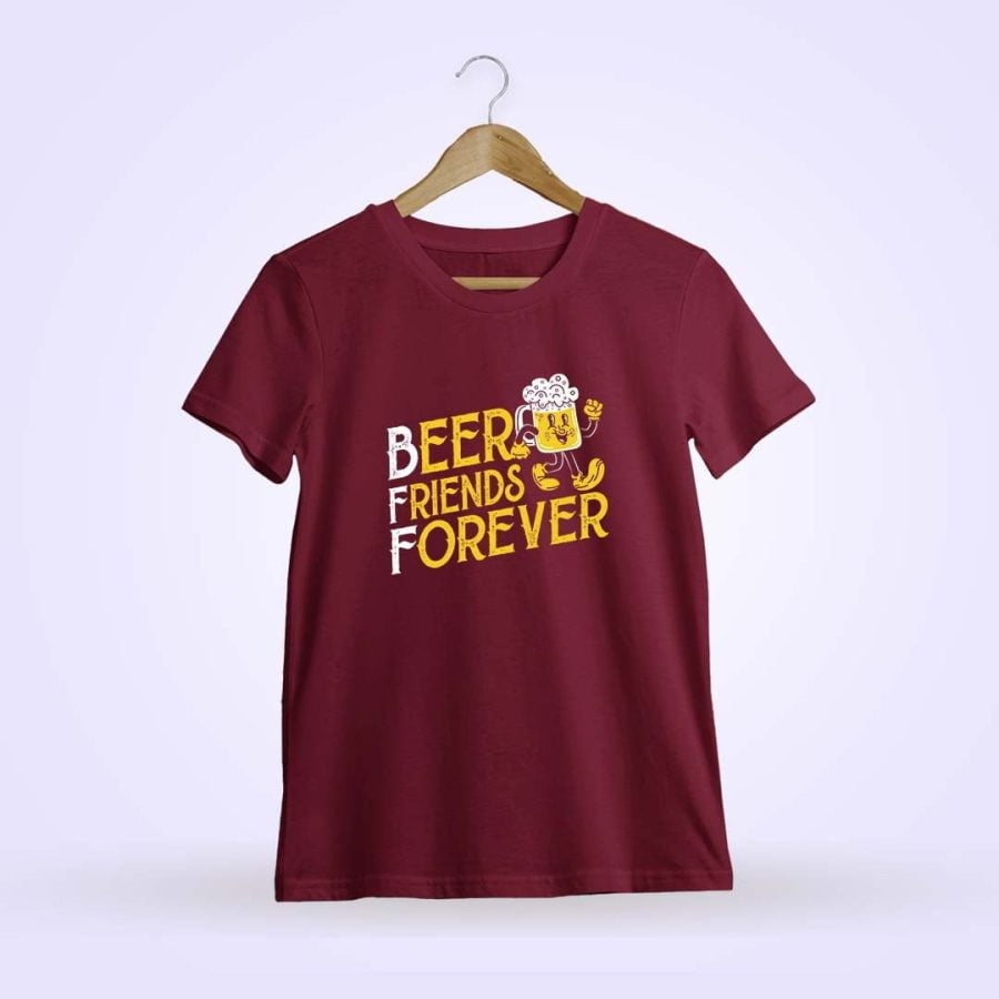 Beer Friends Forever Maroon T-Shirt