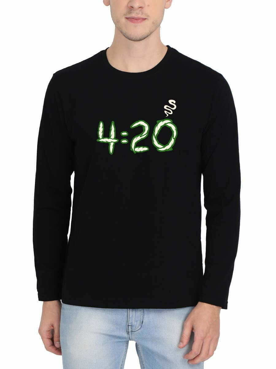 420 Smoke Men's Black Full Sleeve T-Shirt