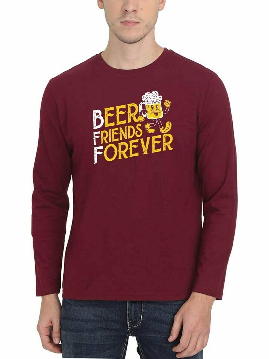 Beer Friends Forever Maroon T-Shirt