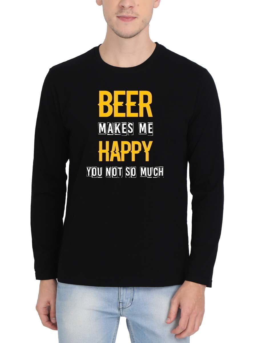 Beer Makes Me Happy Black T-Shirt