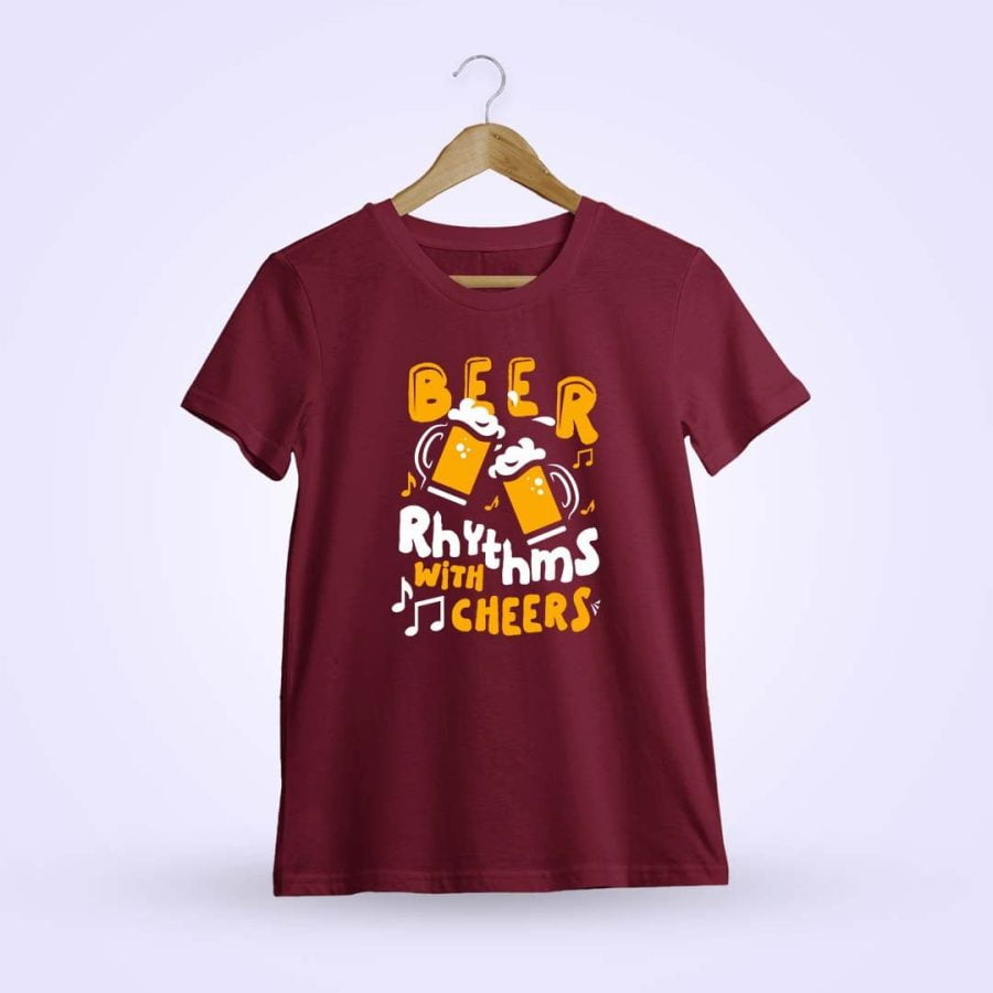 Rhythm Beer With Cheers Maroon T-Shirt