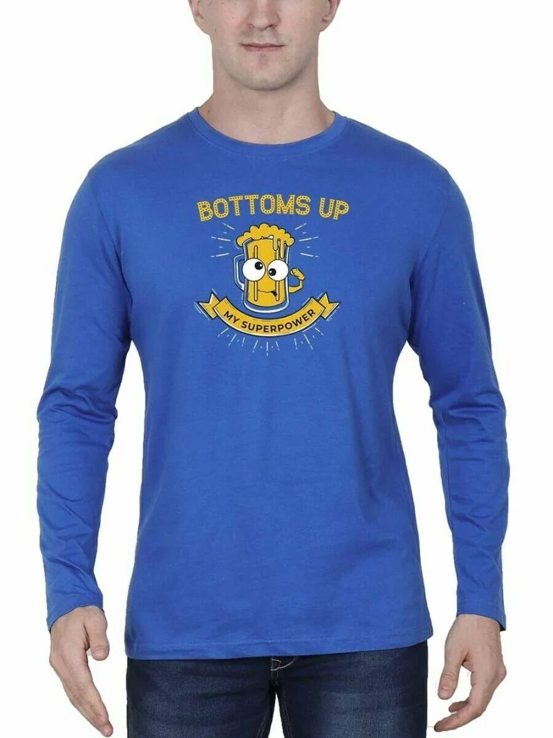 Bottoms up My Superpower Mug Face Royal Blue T-Shirt