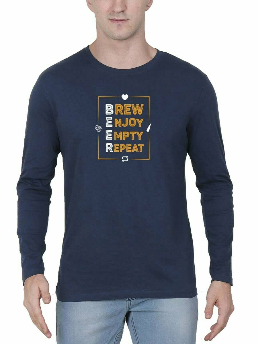 Brew Enjoy Empty Repeat Box Navy BlueBeer T Shirt