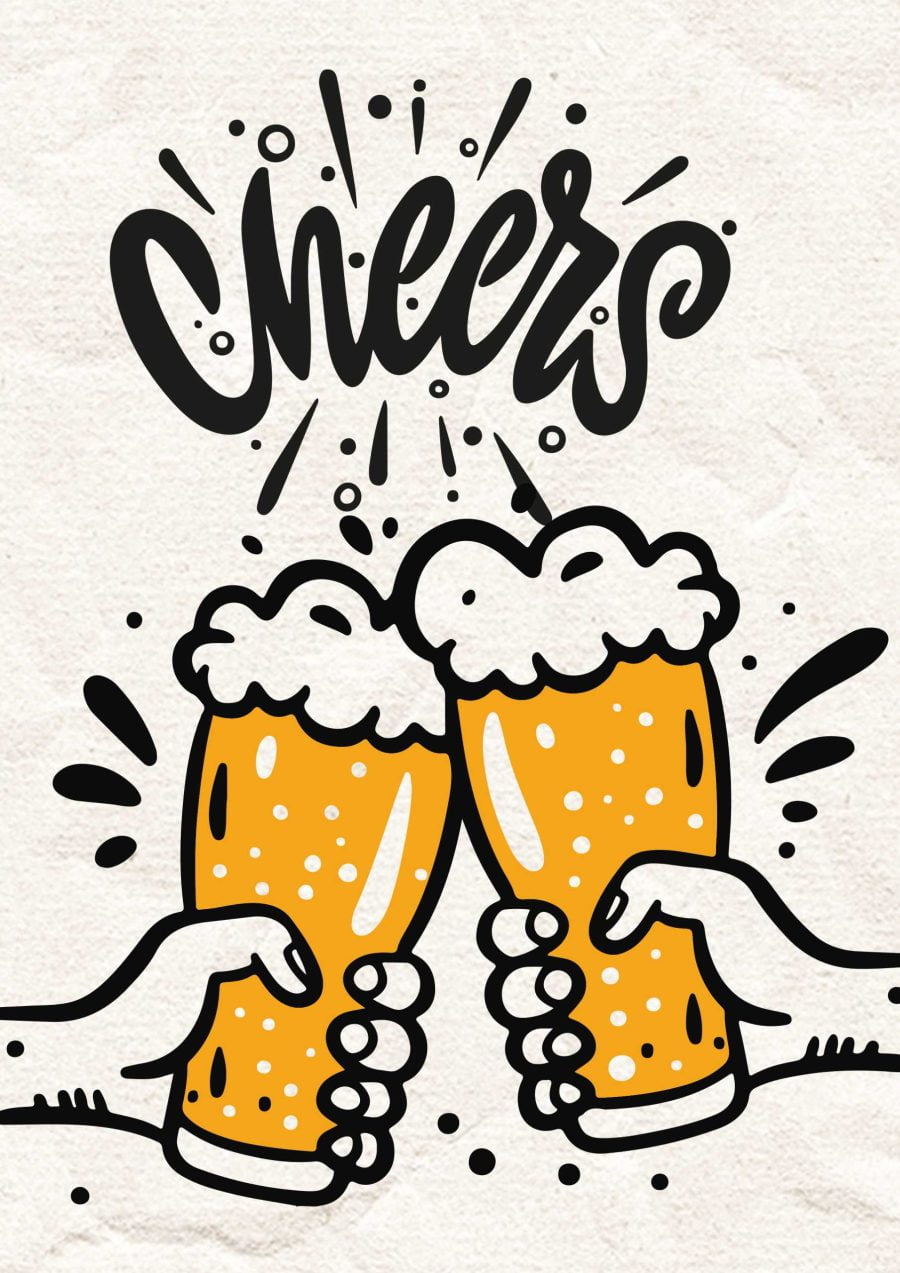Cheers With Beer A4 Beer Poster