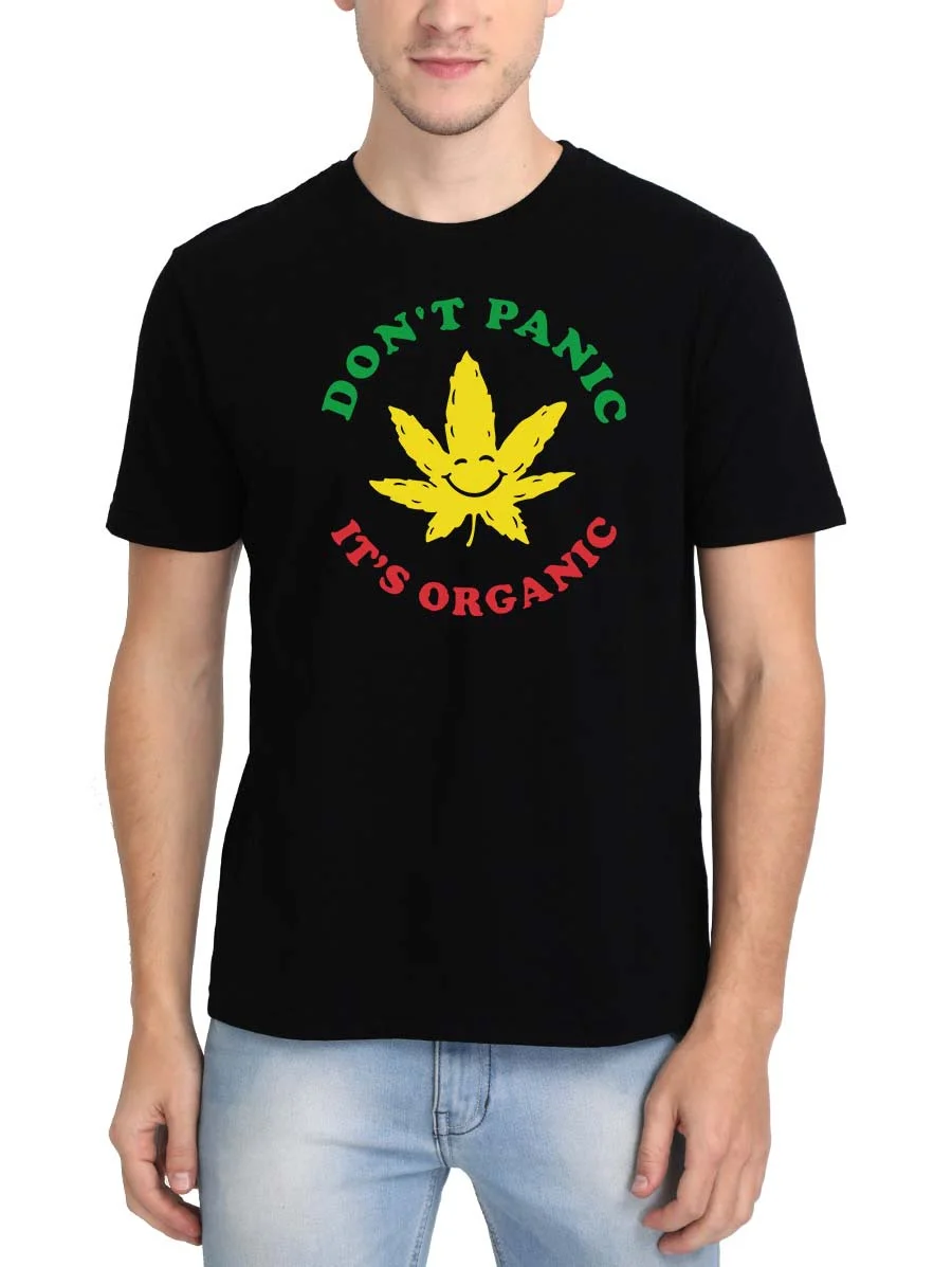 Don't Panic It's Organic Smile Black T-Shirt - Image 2