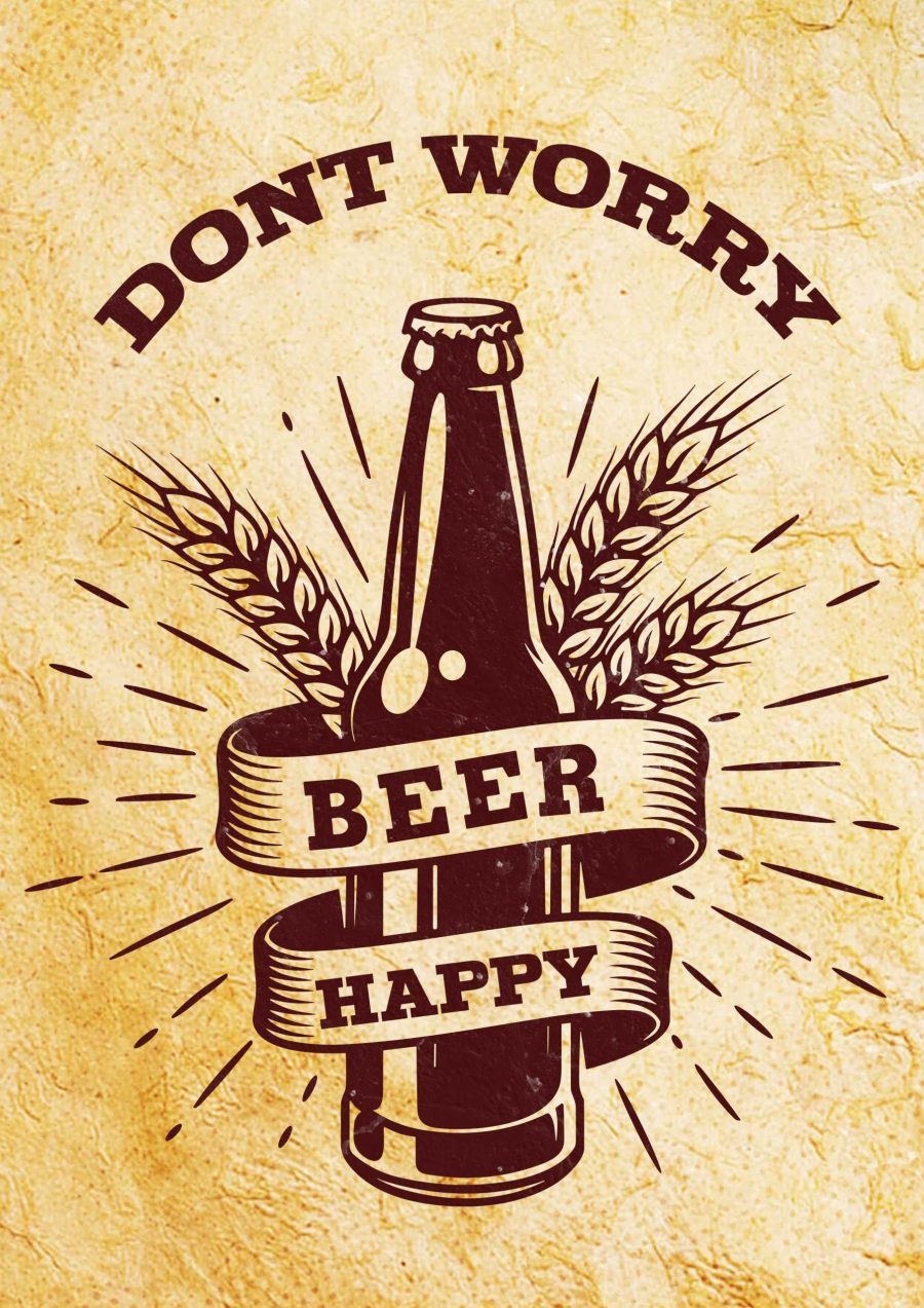 Don't Worry Beer Happy A4 Beer Poster