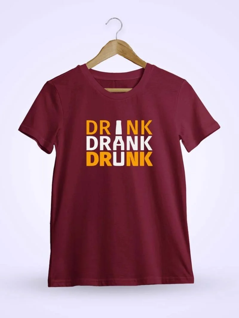 Drink Drank Drunk Bottle Maroon T-Shirt