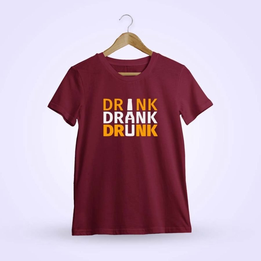 Drink Drank Drunk Bottle Maroon T-Shirt