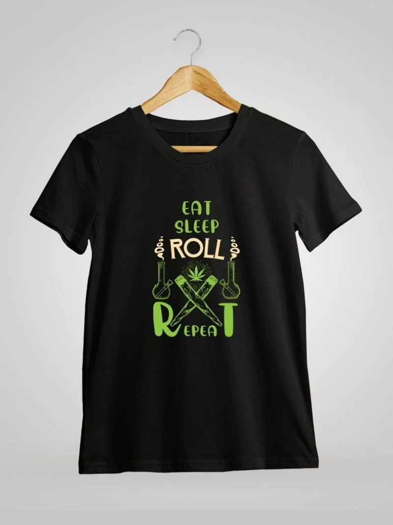 Eat Sleep Roll Repeat Cross Black T-Shirt