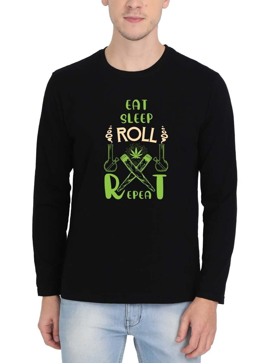 Eat Sleep Roll Repeat Cross Black T-Shirt