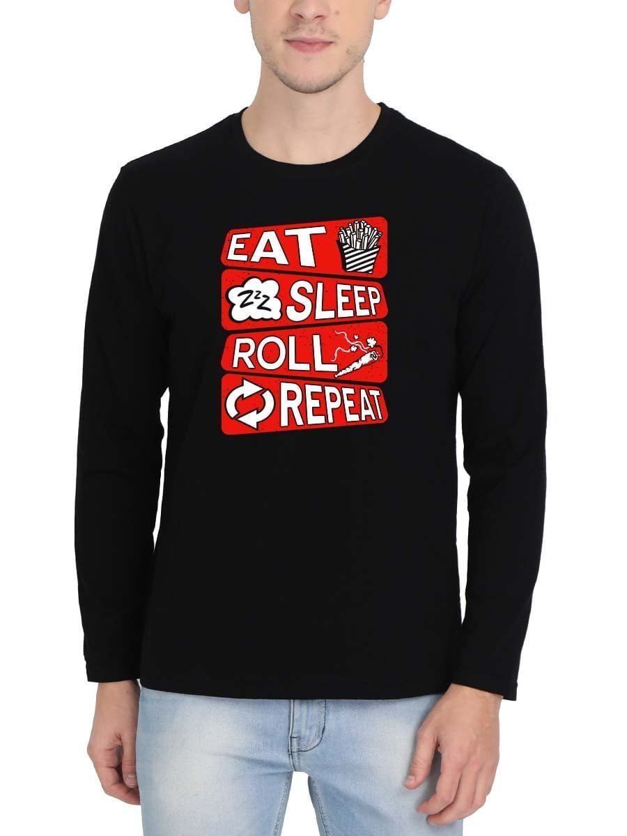 Eat Sleep Roll Repeat Fries Black T-Shirt