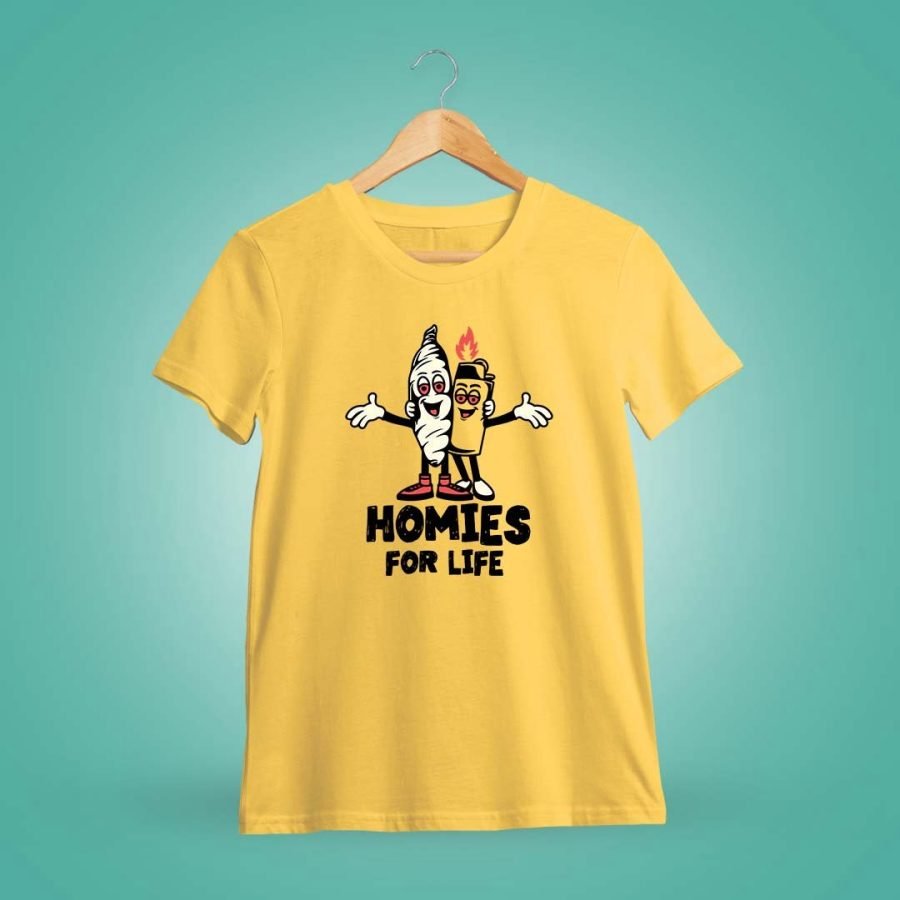 Homies For Life Yellow Stoner T-Shirt