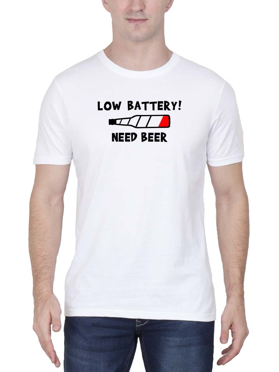 Low Battery Need Beer White T-Shirt