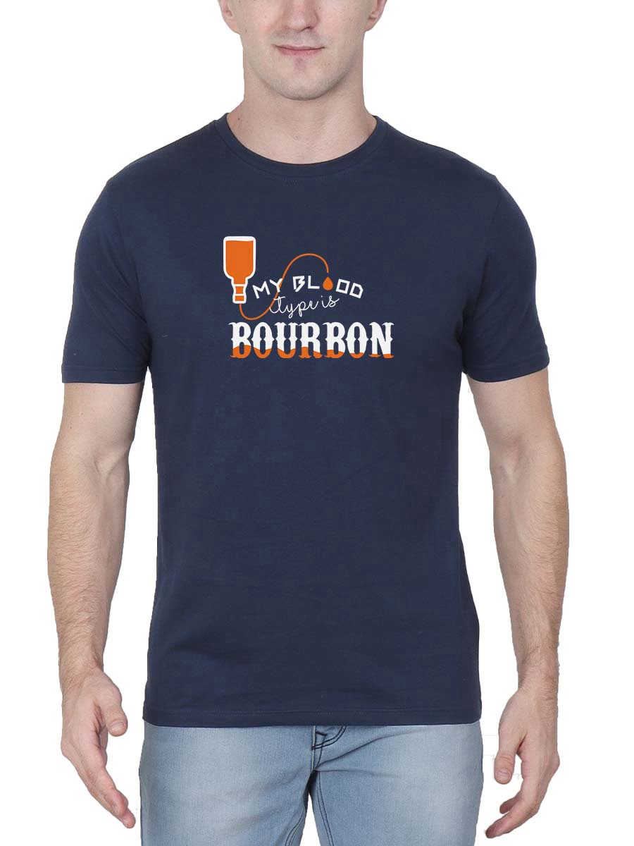My Blood Type Is Bourbon Whiskey Navy Blue T-Shirt