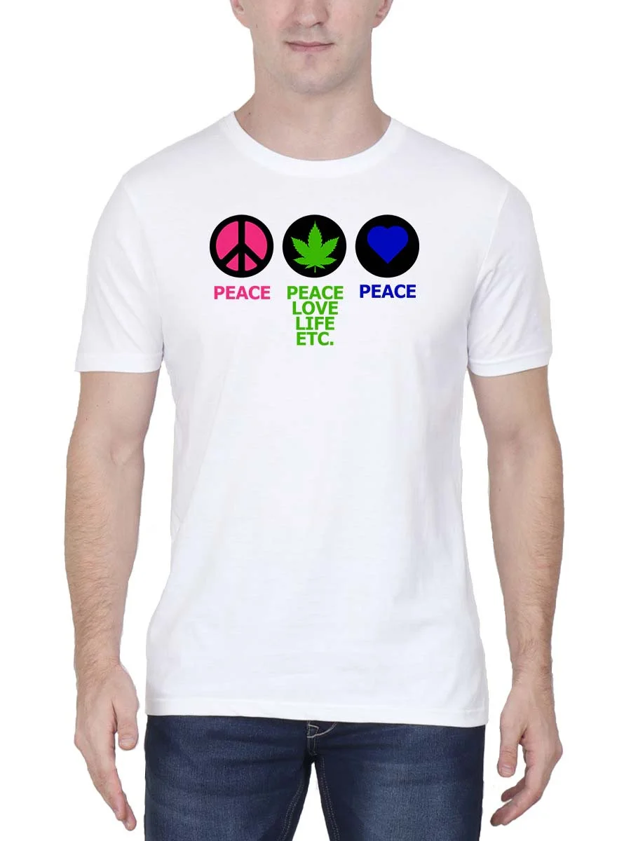 Peace Love Life White T-Shirt - Image 2