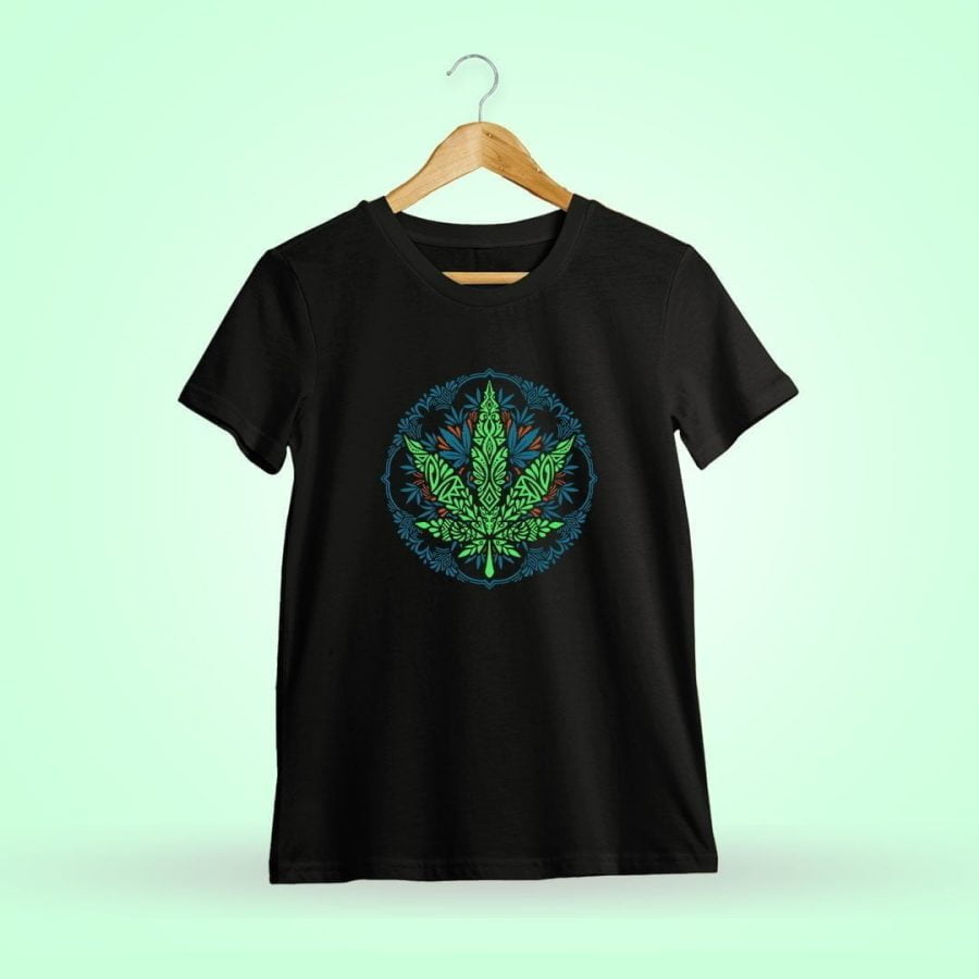 Psychedelic Leaf Black T-Shirt