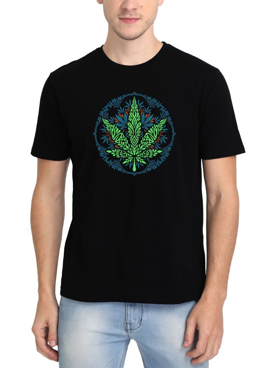 Psychedelic Leaf Black T-Shirt