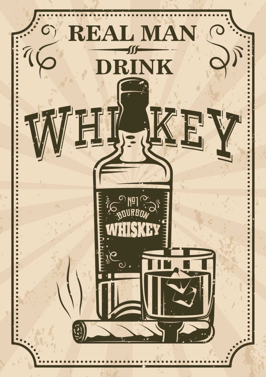 Real Men Drink Whiskey A4 Whiskey Poster