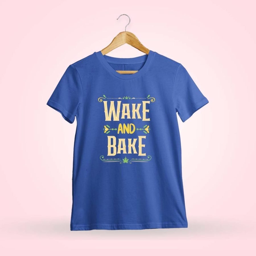 Wake And Bake Typo Royal Blue T-Shirt