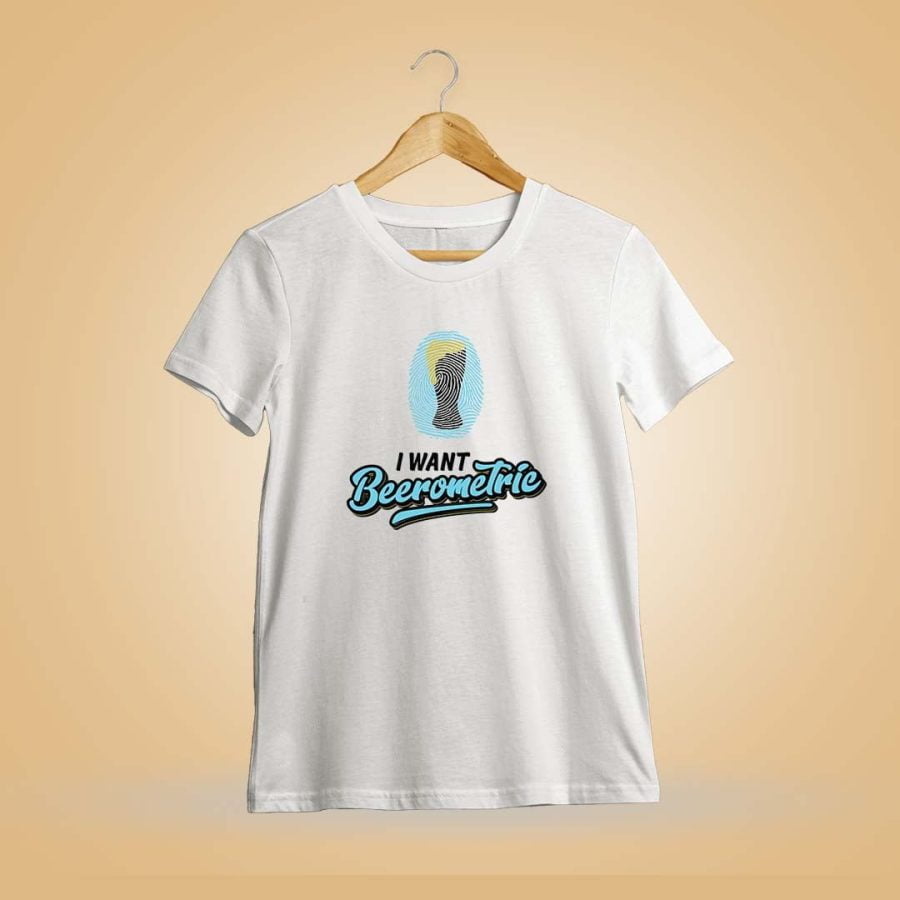 I Want Beerometric Fingerprint White T-Shirt