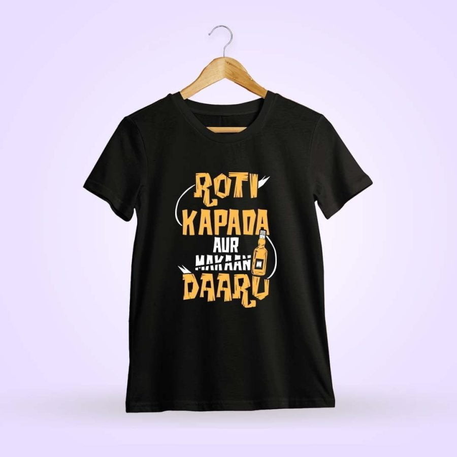 Roti Kapada Aur Makaan Daaru Black T-Shirt