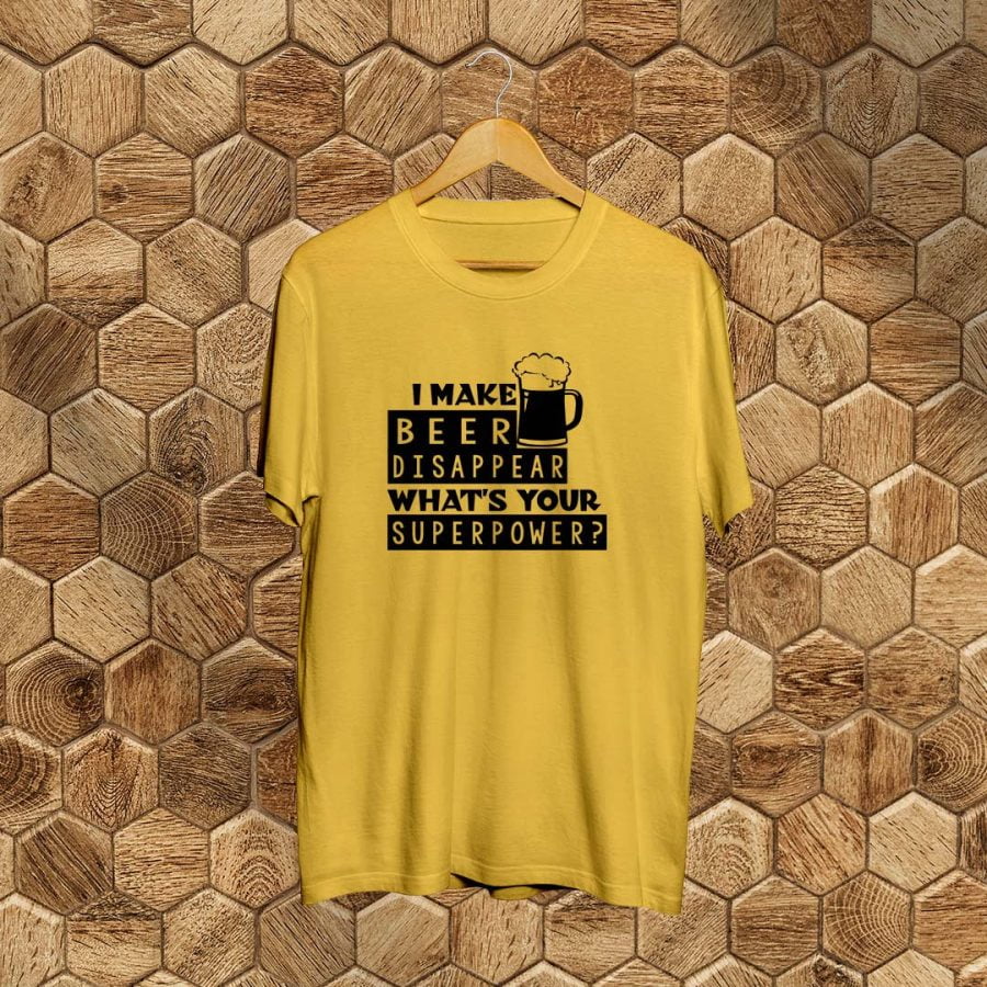I Make Beer Disappear Yellow T-Shirt