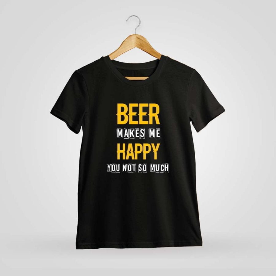 Beer Makes Me Happy Black T-Shirt