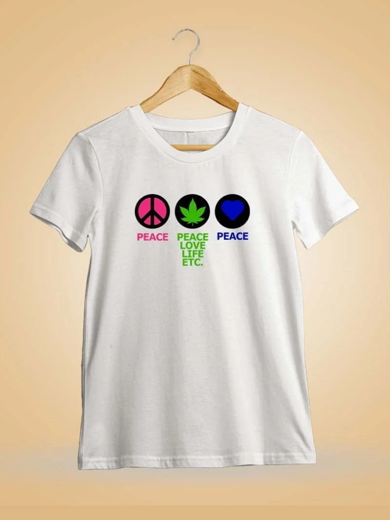 Peace Love Life White T-Shirt