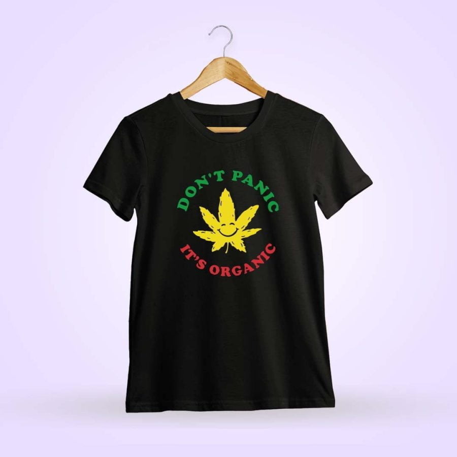 Don't Panic It's Organic Smile Black T-Shirt