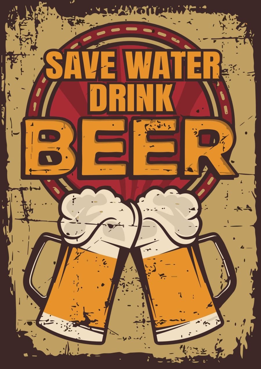 Save Water Drink Beer A4 Beer Poster