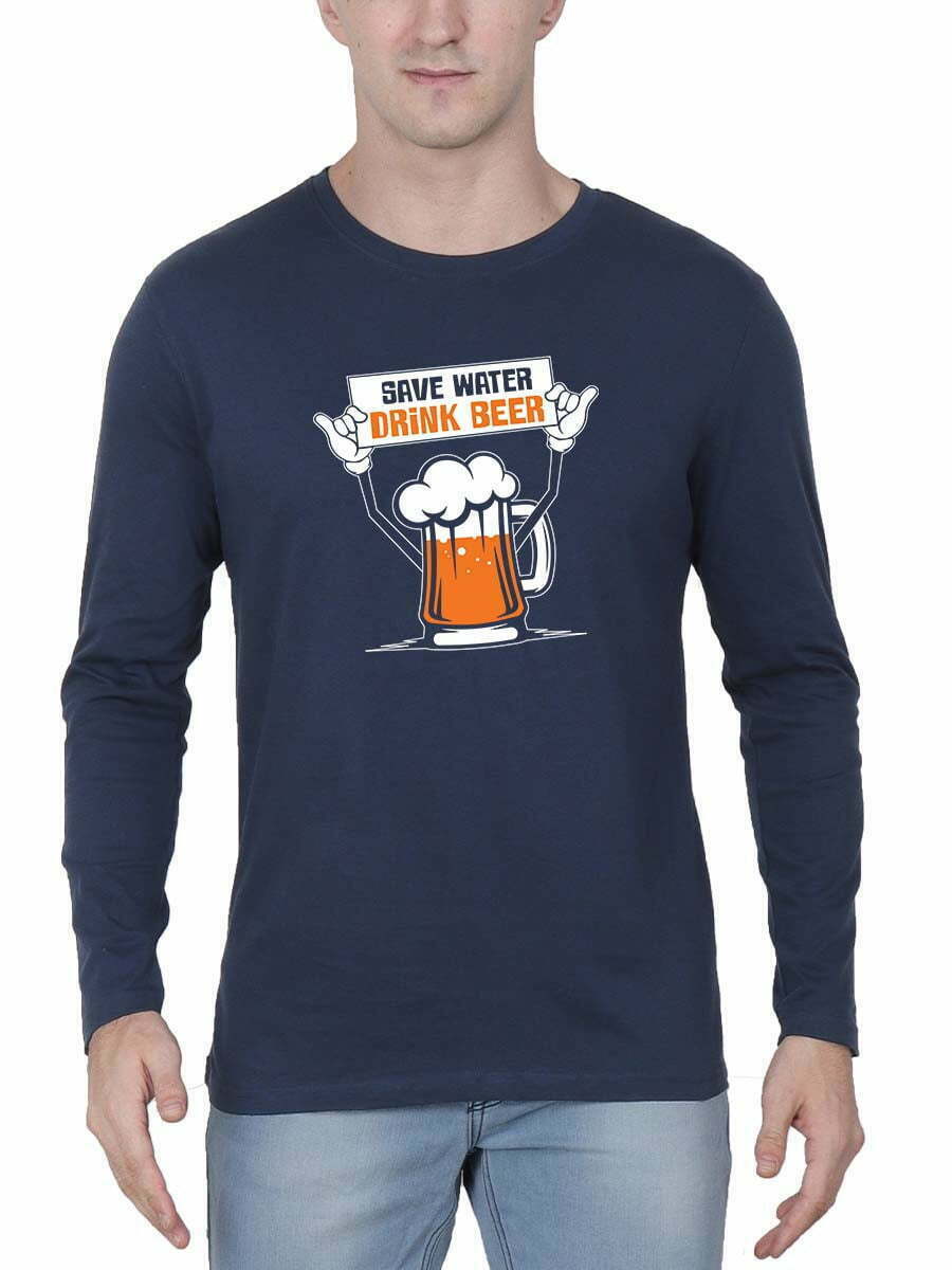 Save Water Drink Beer Navy Blue T-Shirt