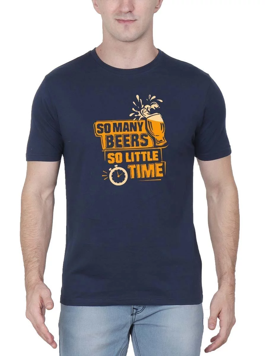 So Many Beers So Little Time Stopwatch Navy Blue T-Shirt
