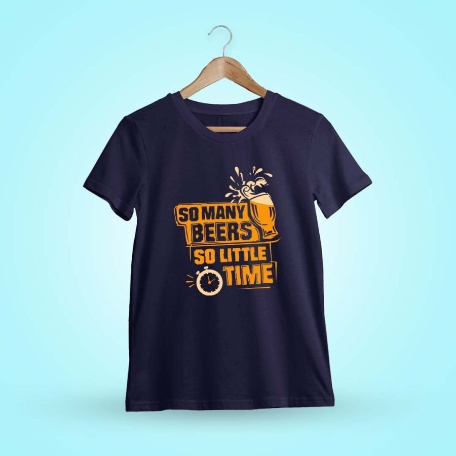 So Many Beers So Little Time Stopwatch Navy Blue T-Shirt