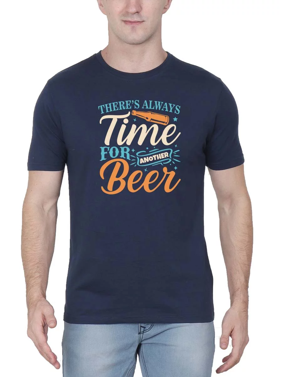 There's Always Time For Beer Navy Blue Beer T-Shirt - Image 2