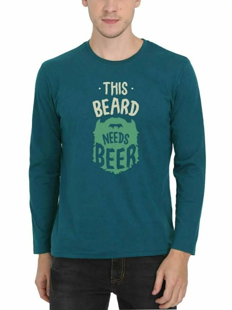 This Beard Needs Stoner Men's Petrol Full Sleeve T-Shirt