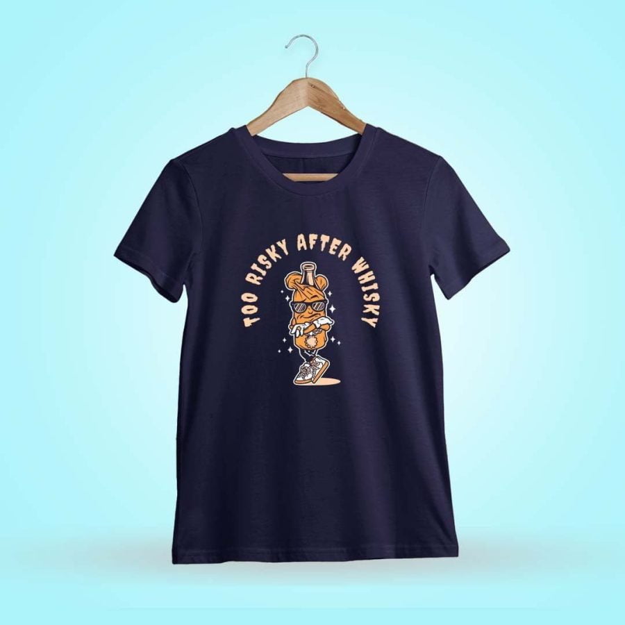 Too Risky After Whiskey Navy Blue T-Shirt