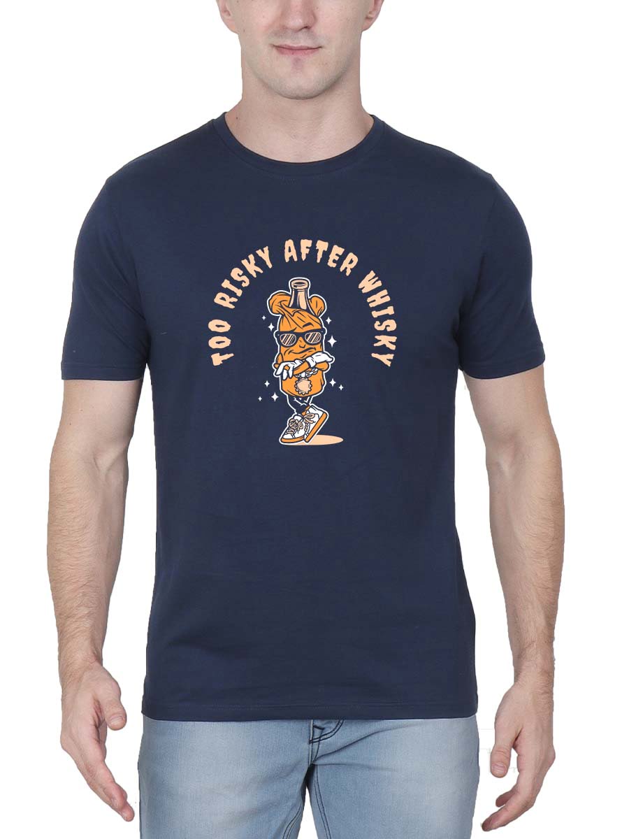 Too Risky After Whiskey Navy Blue T-Shirt