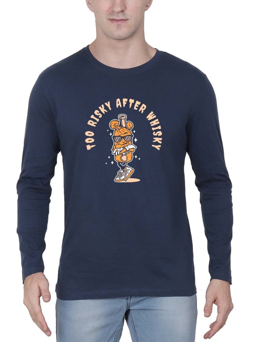 Too Risky After Whiskey Navy Blue T-Shirt