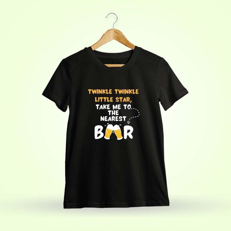 Twinkle Twinkle Little Star Black Bar Quotes T-Shirt