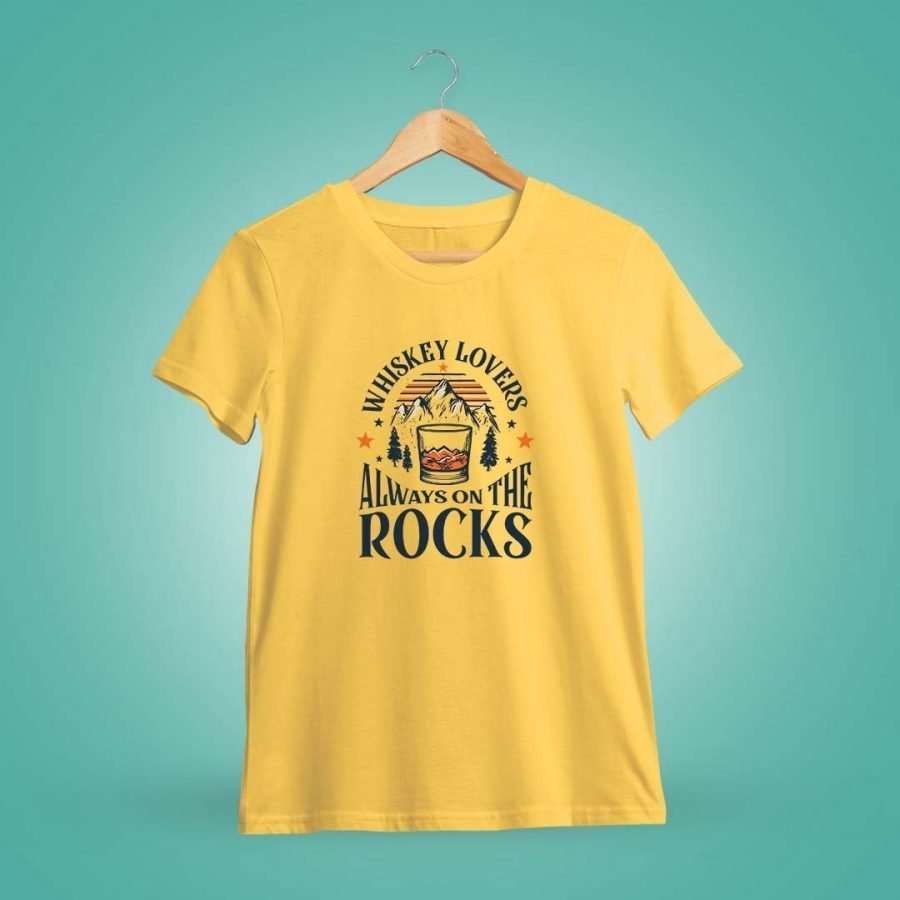 Whiskey Lovers On The Rocks Yellow T-Shirt