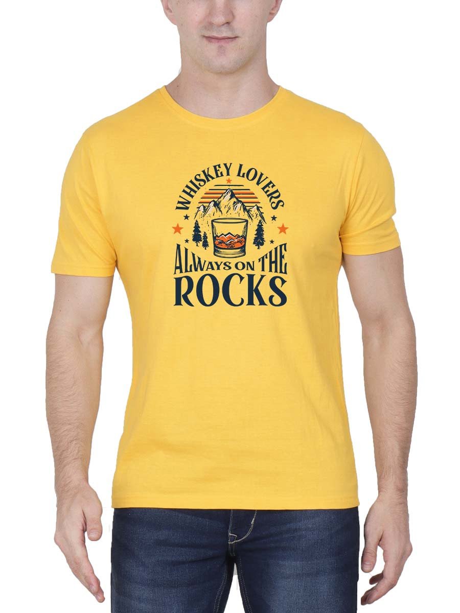 Whiskey Lovers On The Rocks Yellow T-Shirt
