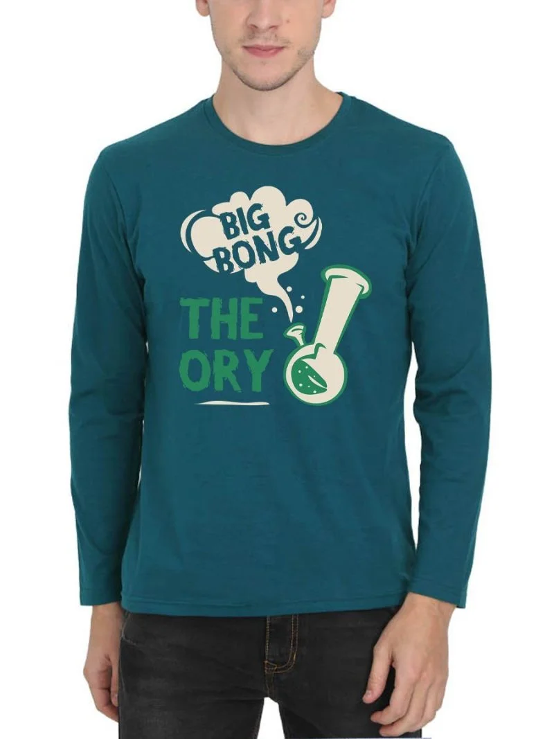 Big Bong Theory Men's Petrol Full Sleeve T-Shirt