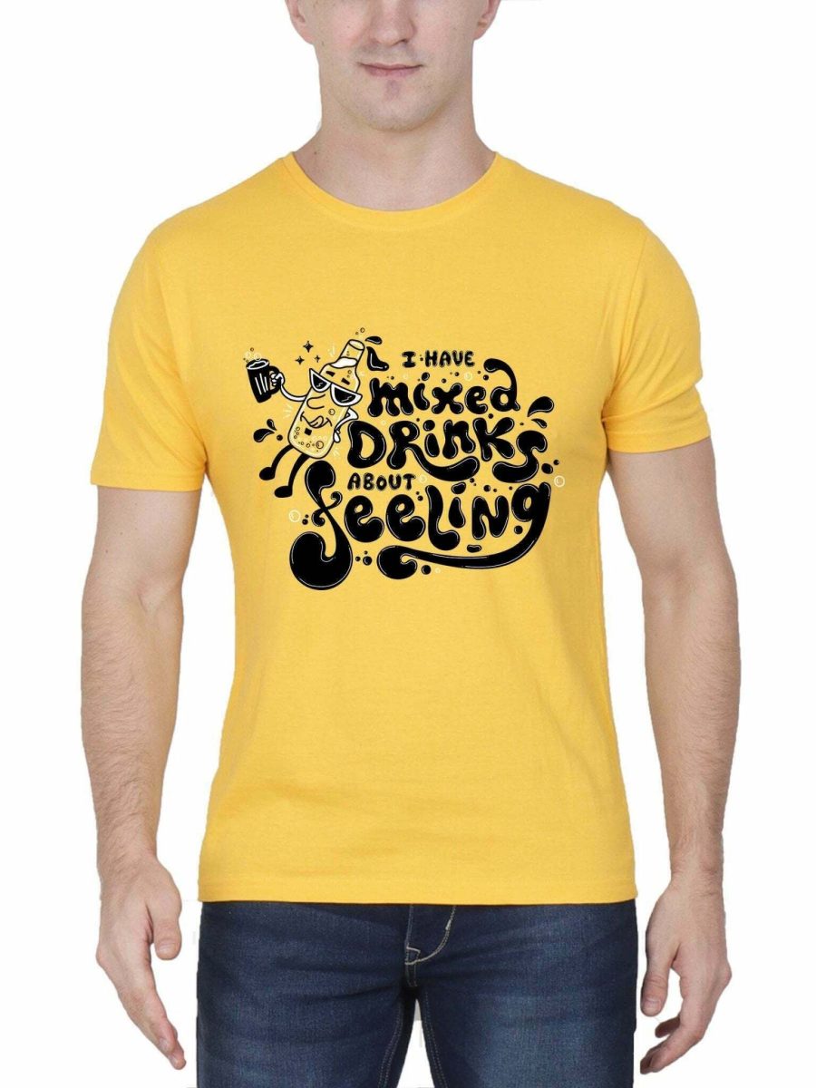 I Have Mixed Drinks About Feelings Yellow T-Shirt