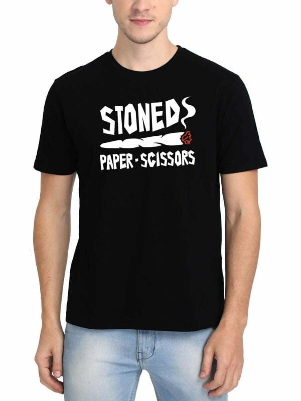 Stone Paper Scissors Game Black Stoner T-Shirt