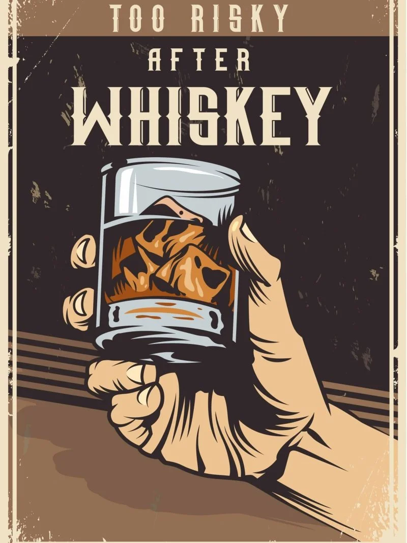 Too Risky After Whiskey A4 Whiskey Poster