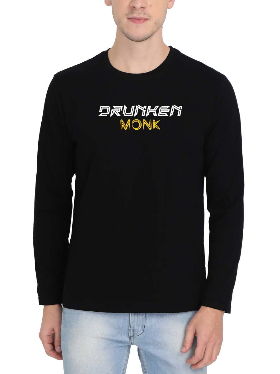 Drunkenmonk Self Techno Men Full Sleeve Black Party T-Shirt