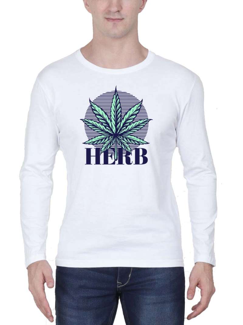 Herb Men Full Sleeve White T-Shirt