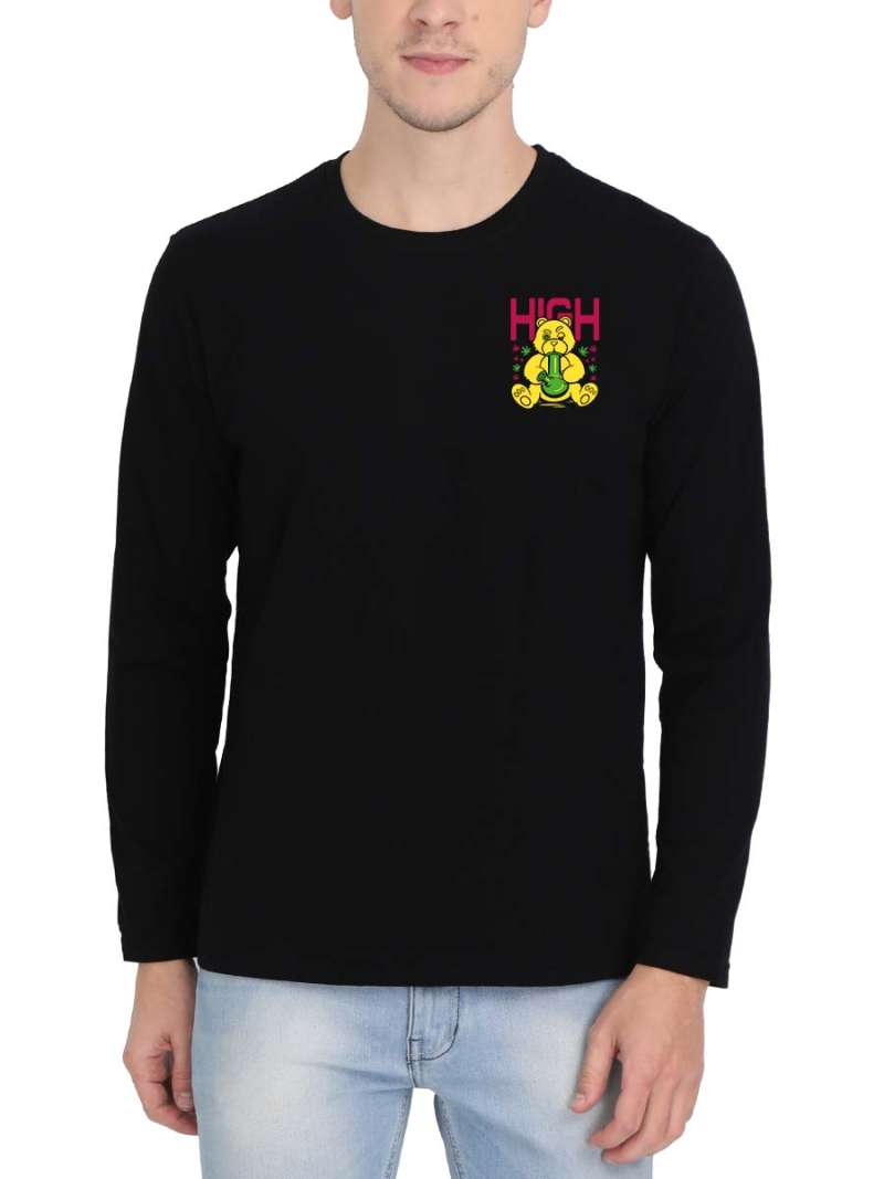 High Men Full Sleeve Black T-Shirt