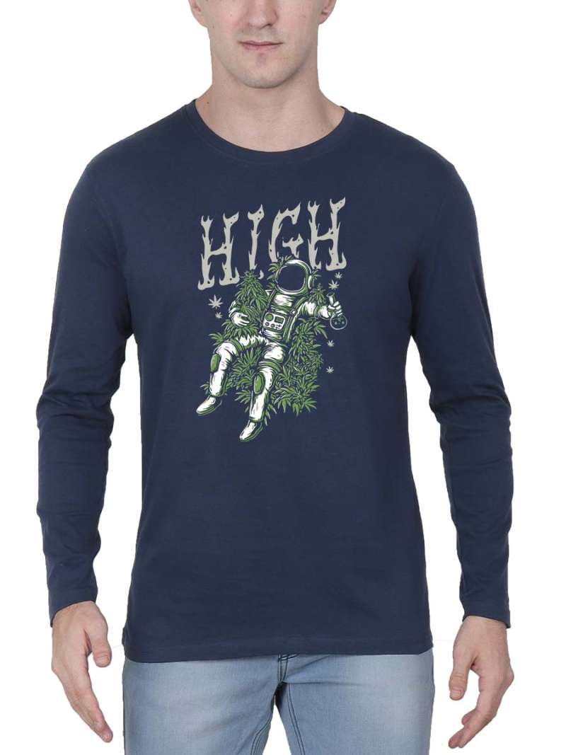 High Men Full Sleeve Navy Blue T-Shirt